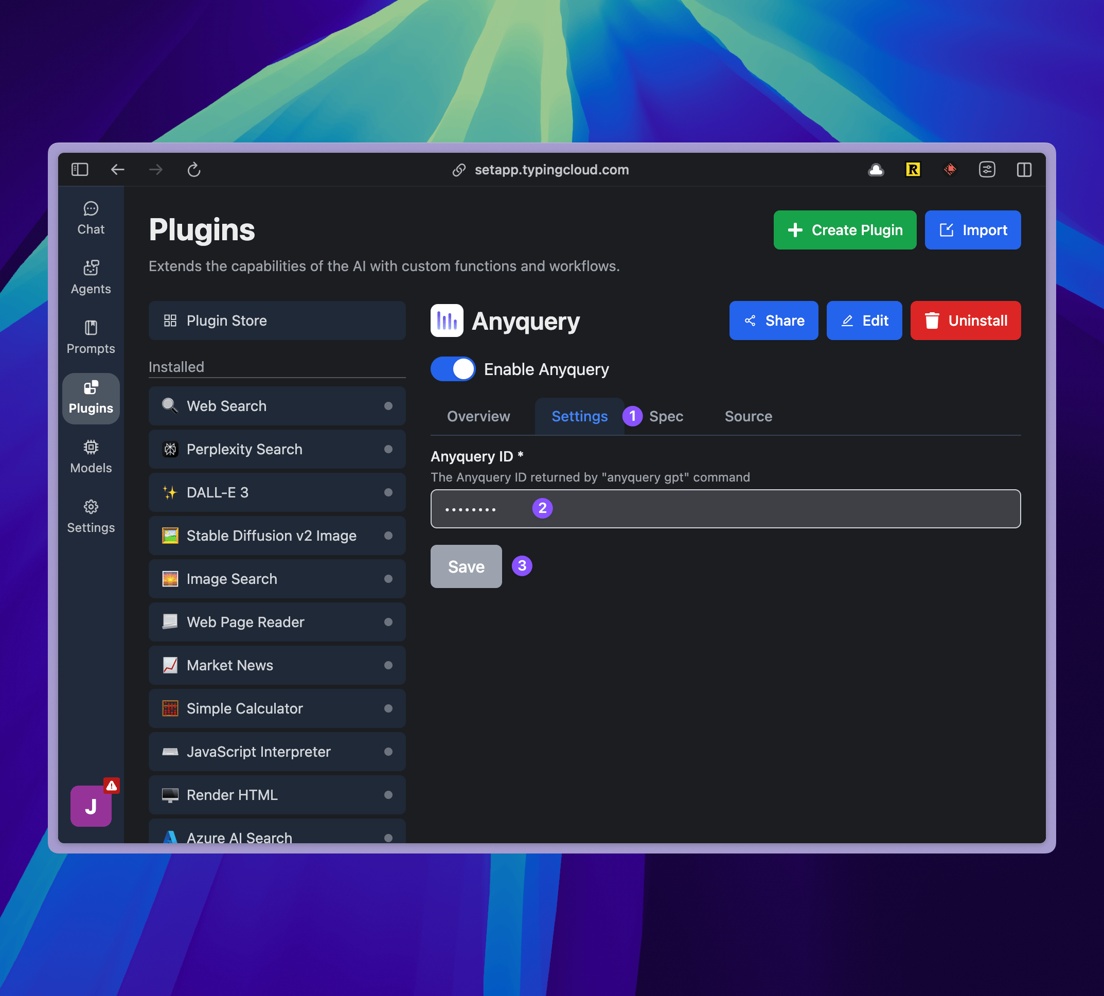 TypingMind Plugin Settings